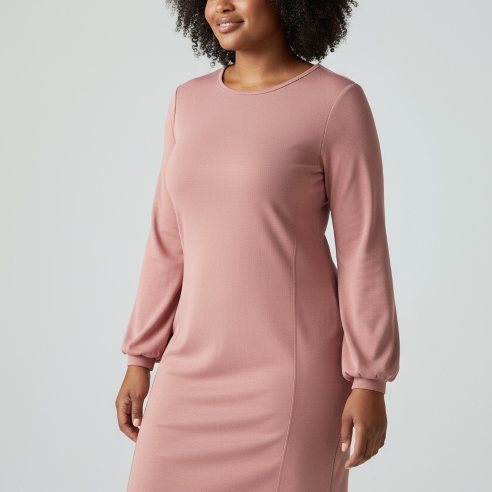Chic Long Sleeve Pink Dress